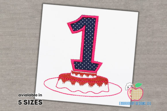 A Cake for First Birthday Applique for Boutique Apparel