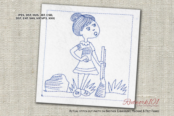 A Graceful Review of the Female Hunter with Gun Redwork Design