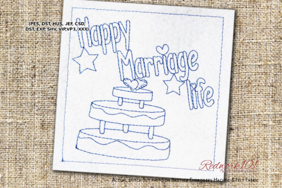 Cake with Happy Marriage Life Redwork: A Designer's Review