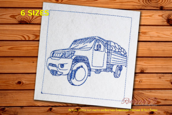 Farm Truck Bluework Embroidery Design for Your Business