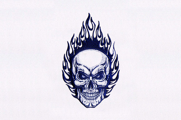 Fire Skull Embroidery: A Bold Statement for Boutique Apparel