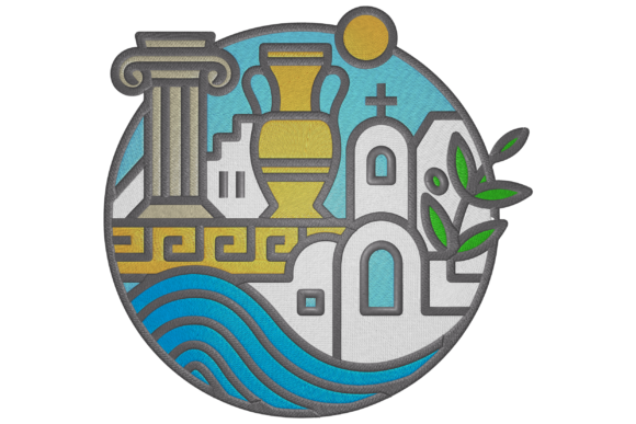 Greek Traditional Landscape Embroidery Design Review for Business