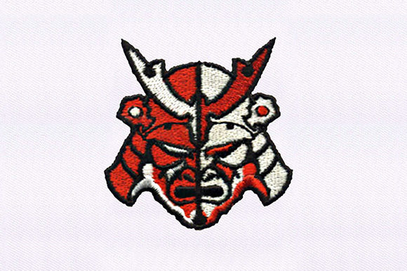 Red Samurai Mask: A Bold Choice for Apparel Embroidery